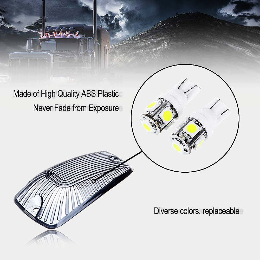 5pcs Smoke Cab Marker/Clearance Light Cover with White T10 5SMD 5050 Chips LED Bulb for 1988-2000 Chevrolet/GMC C2500 C3500