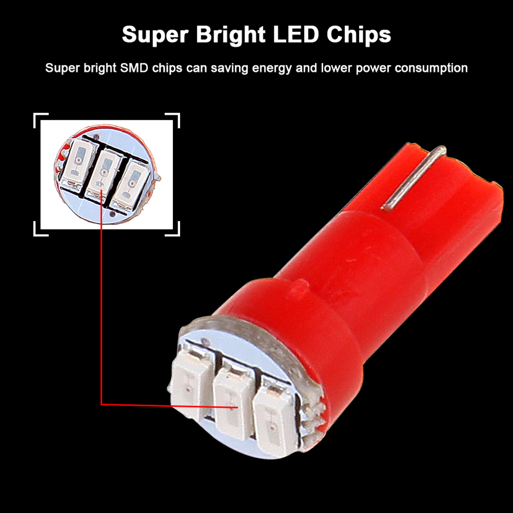 Red T5 LED Dashboard Light Bulb 3SMD 3014 Chips