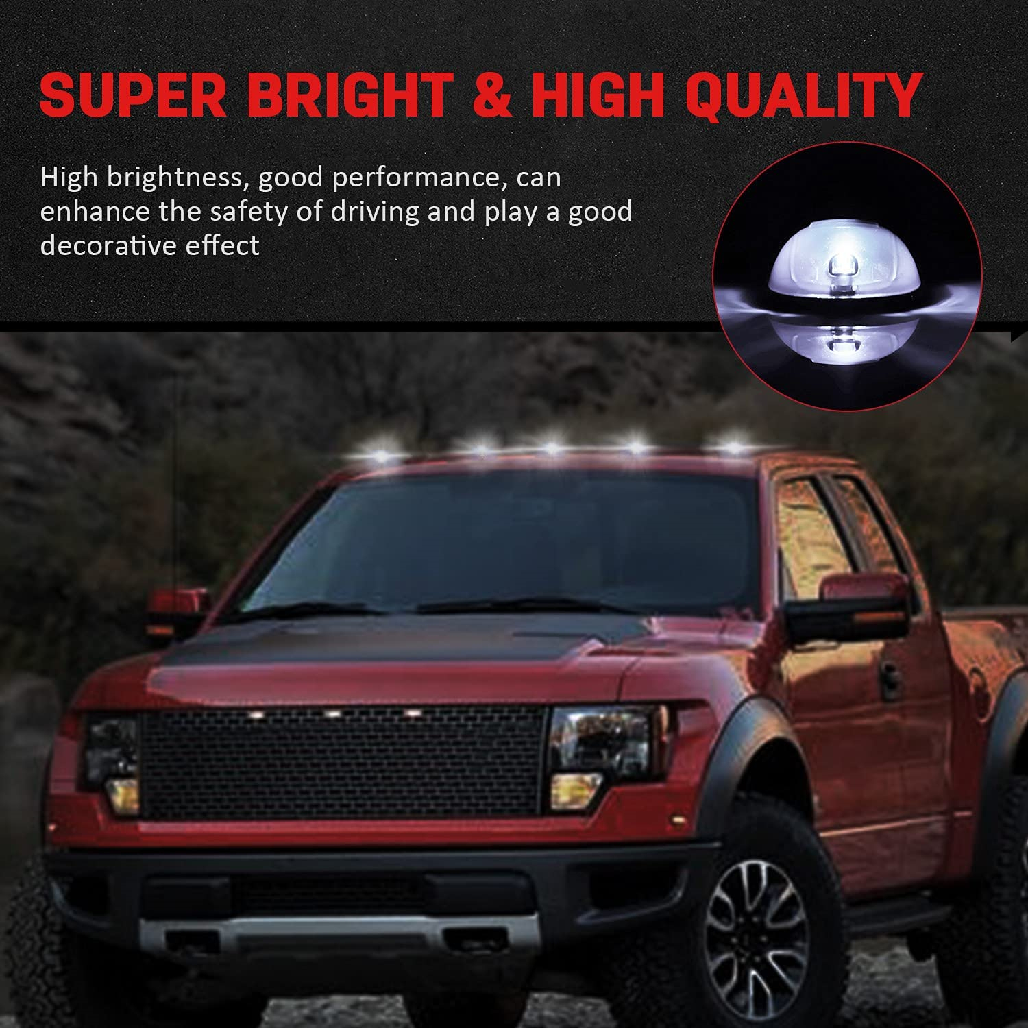 5pcs Smoke Cab Marker Light Cover and White T10 6SMD 5730 Chips LED Bulb w/Base Housing for 2011-2016 Ram 1500