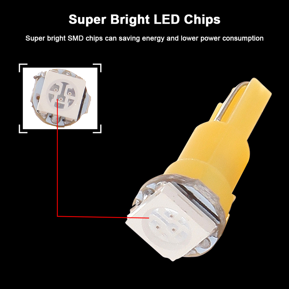 Amber T5 LED Interior Light Bulb 1SMD 5050 Chips With 3/8