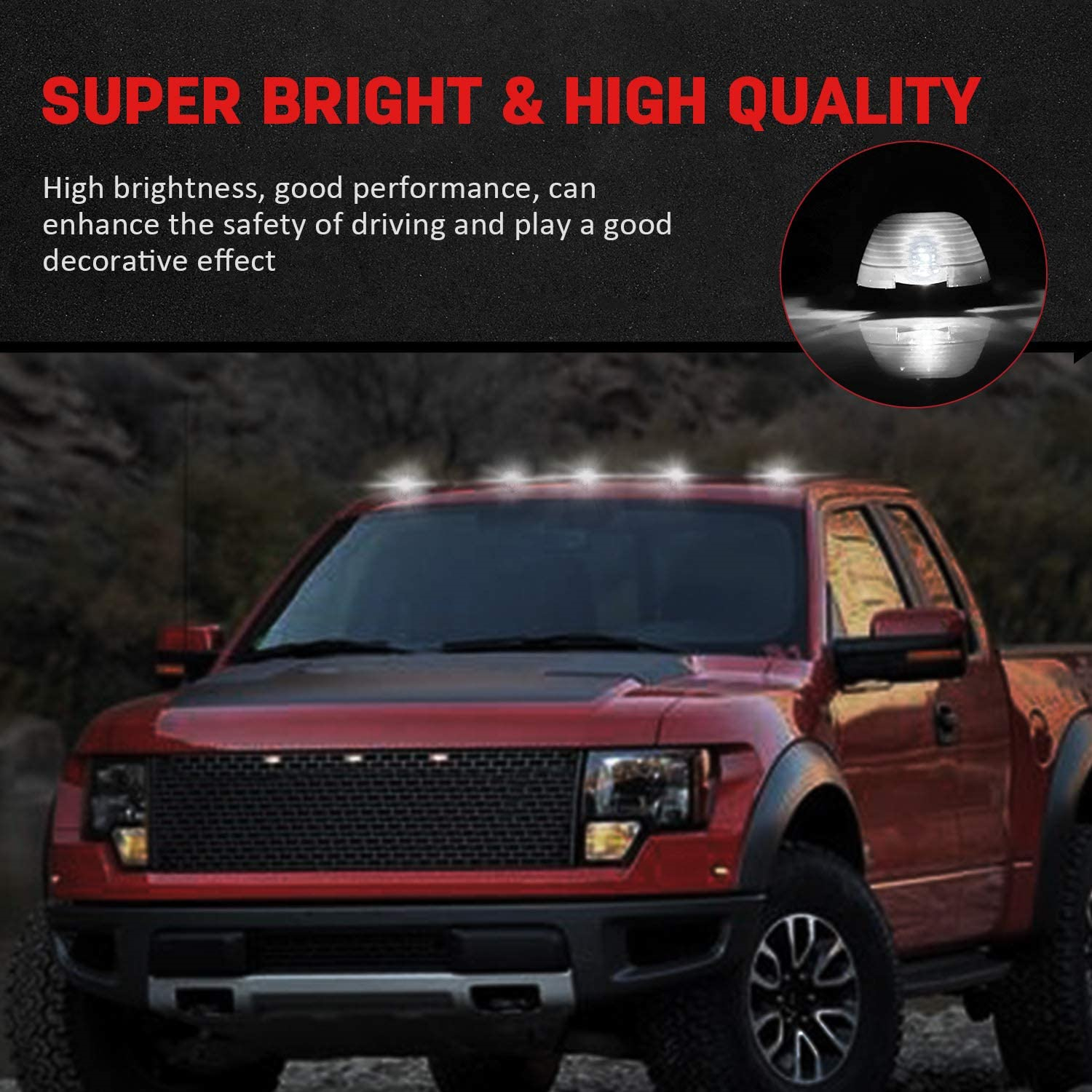 5pcs Smoke Cab Marker Light Cover and White T10 6SMD 5730 Chips LED Bulb with Base Housing for 2003-2014 Ford F-150 E-150