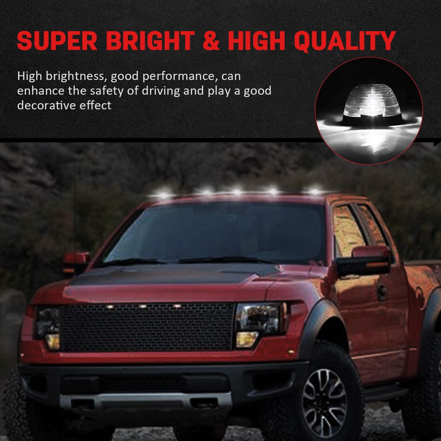 5pcs Clear Cab Marker Light Cover and White T10 6SMD 5730 Chips LED Bulb w/Base Housing for 2003-2014 Ford E-150 E-250