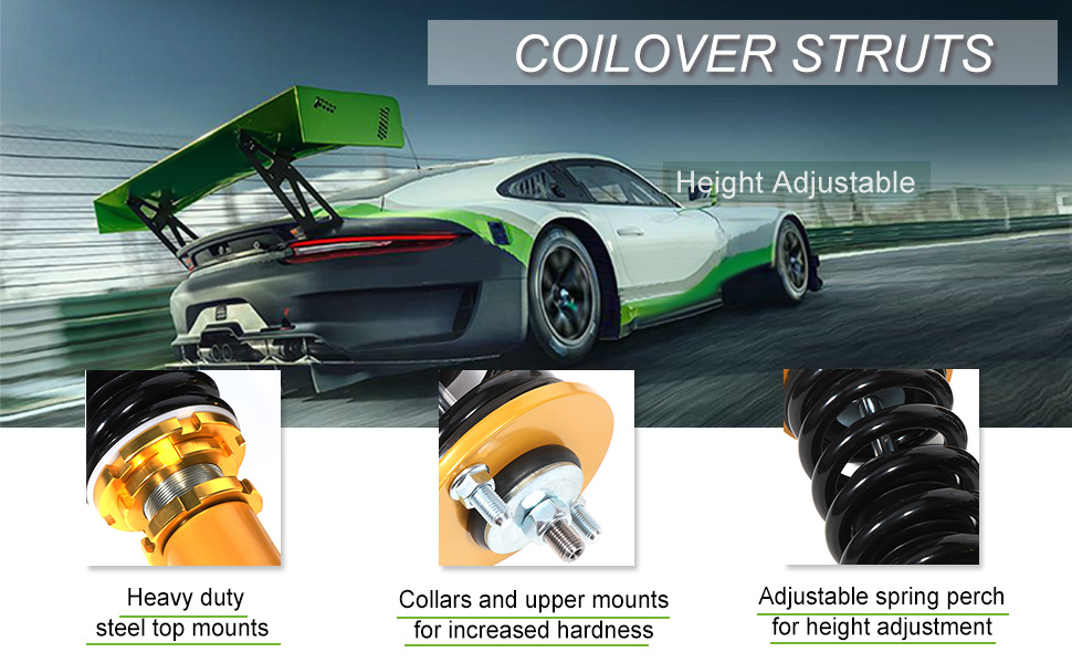 thumbnail image 2 of Full Coilover Suspension Kit For 1988-1999 Toyota Corolla - 4 Struts, Height Adjustable 2 of 14